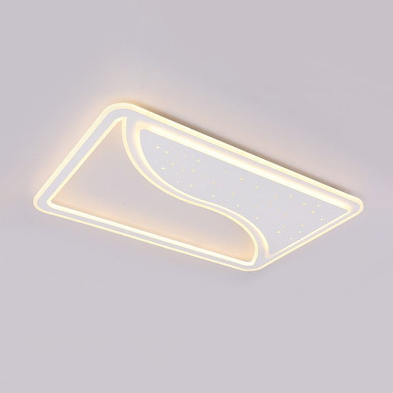 19’/35.5’ W Super Thin Flush Mount Light White Finish Led Indoor With Warm/White Lighting -