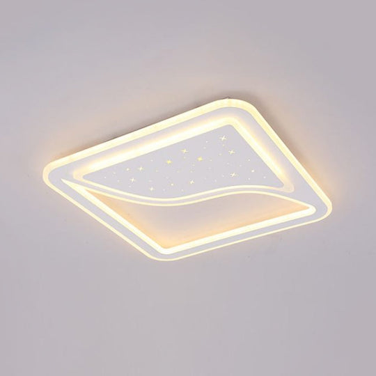 19/35.5 W Super Thin Flush Mount Light White Finish Led Indoor With Warm/White Lighting -