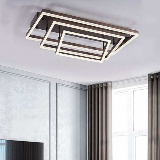 Modern Metallic Brown Semi Flush Mount Light In Warm/White/Neutral Tones