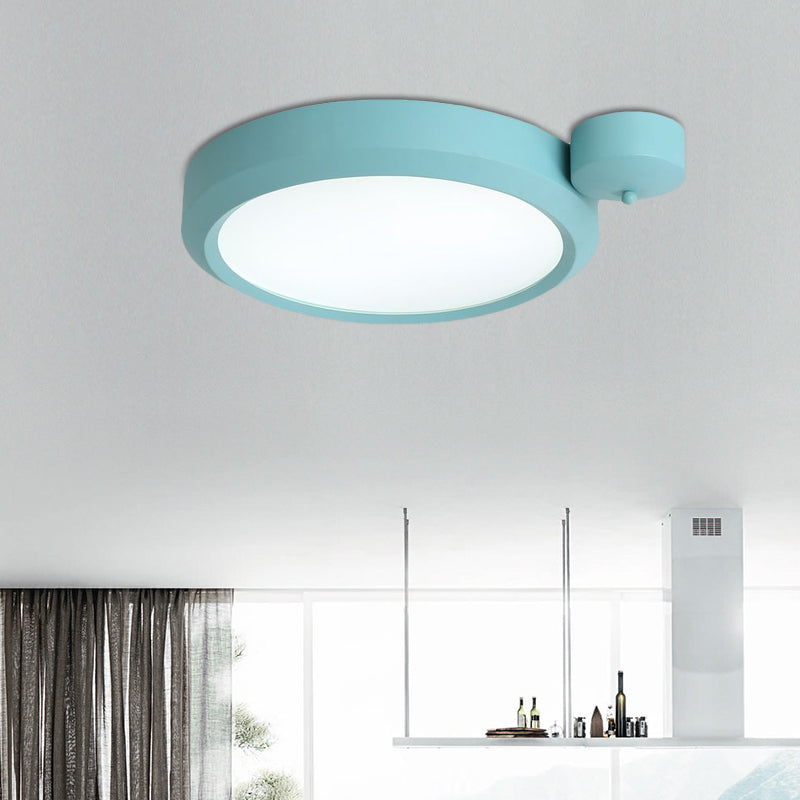 Nordic Style Round Flushmount Led Ceiling Light In Blue/Red/Yellow With Metal Finish - Available