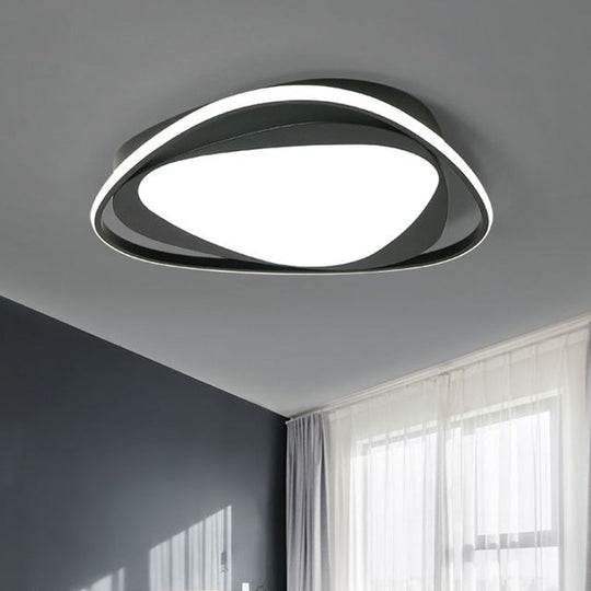 Black Metal Led Flushmount Ceiling Light With Minimalist Triangle Design And Integrated Diffuser