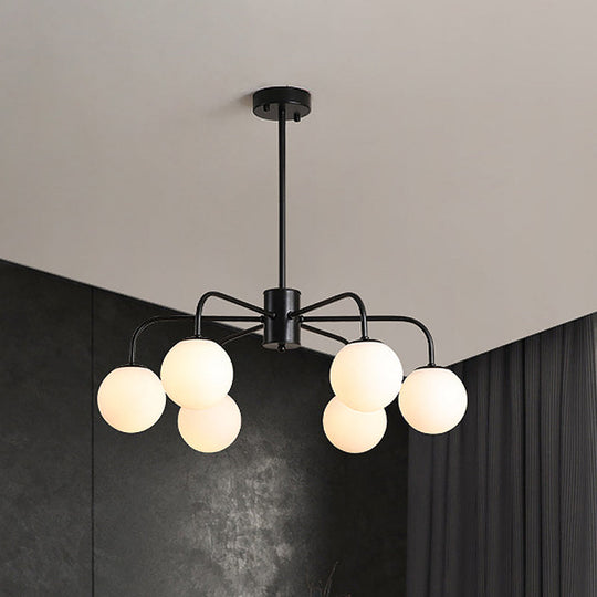 Lustre moderne en verre blanc avec design radial - 6/8/10 lumières, plafonnier suspendu, bras incurvé