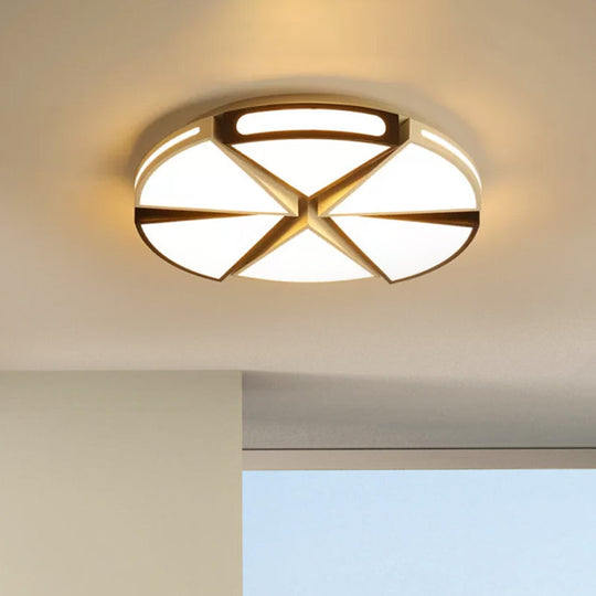 Modern White Round Ceiling Light For Kitchen Metal Flush Mount - 16’/19.5’ Lights With Black Accents
