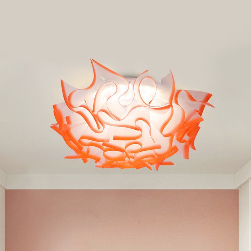 Contemporary Led Flush Ceiling Light With Twist Acrylic Shade - Vibrant Pink/Orange/Blue For