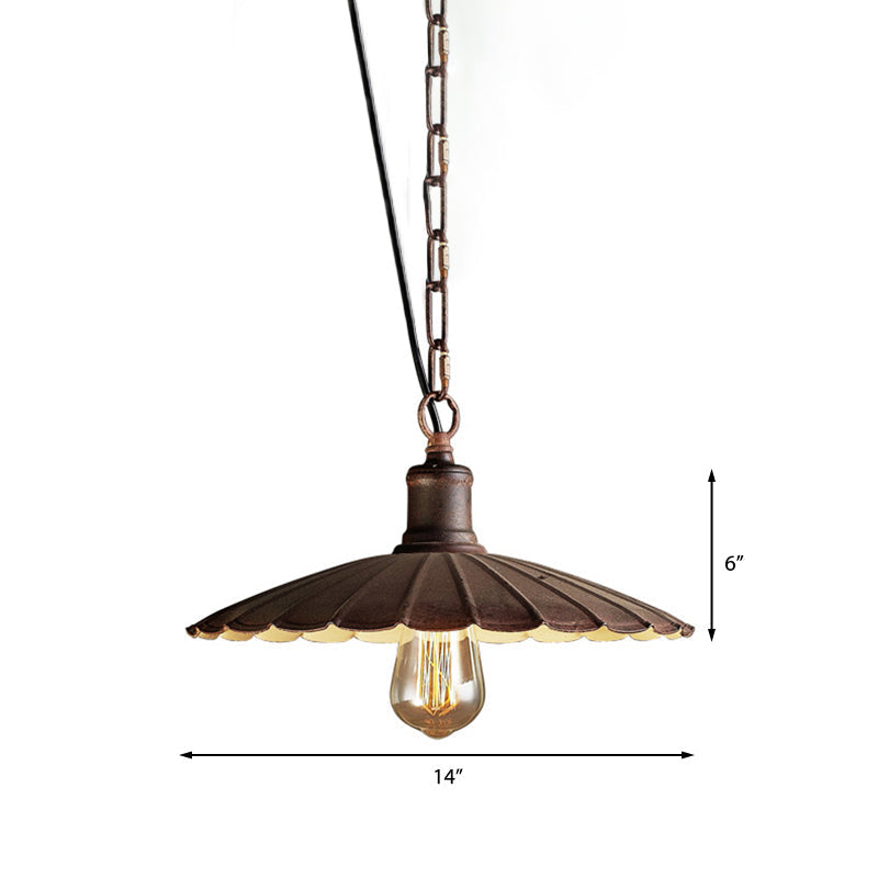 Wrought Iron Rust Suspension Light - Antique Style Pendant Ceiling For Restaurant 1 10’/12’/14’ Dia