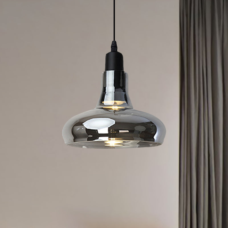 Modern Glass Pendant Lamp - White/Black Bowl Cone Or Saucer Design Led Ceiling Light In White/Warm