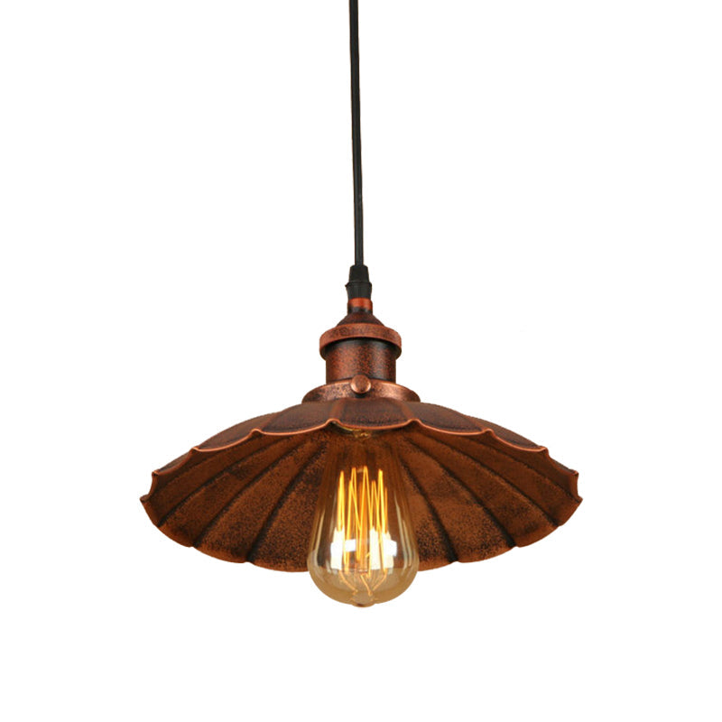 Farmhouse Scalloped Iron Pendant Light With 1 Hanging Ceiling - Indoor Lighting