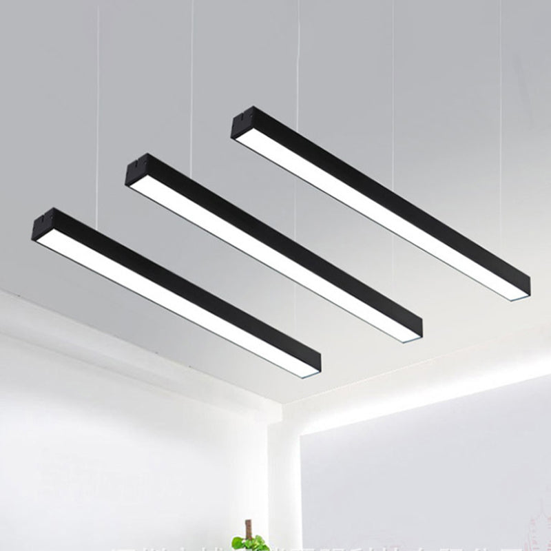 Sleek Rectangular Led Hanging Light - Minimal Silver/Black/White 23.5’/35.5’/47’ Long 5’/8’/12’ Wide
