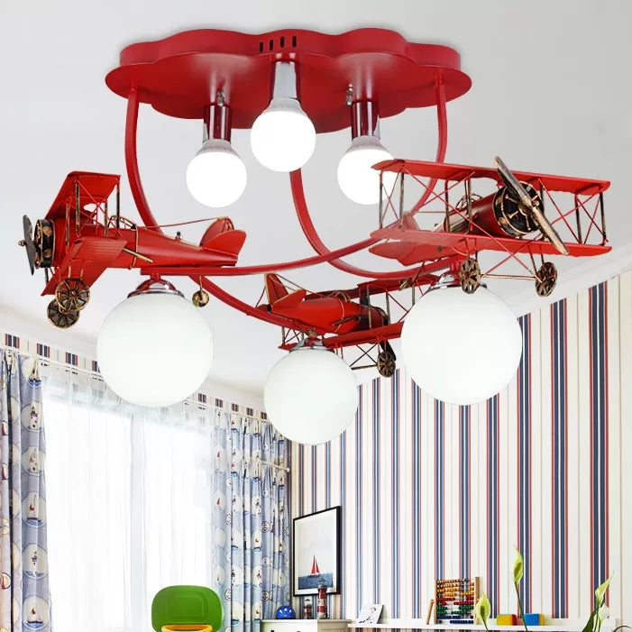 Modern Globe Flush Ceiling Light For Child’s Bedroom