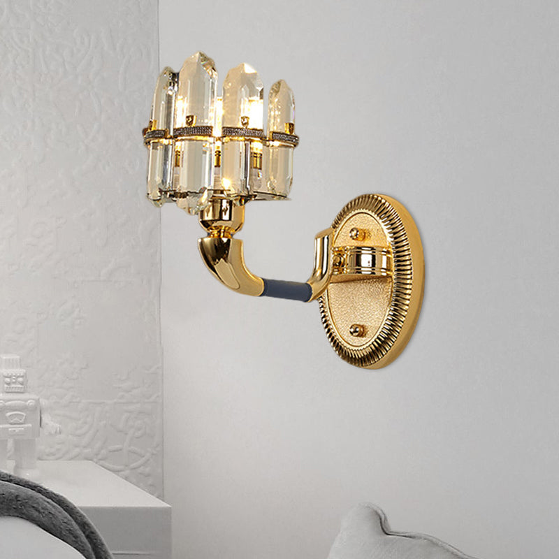 Arched Wall Mount Lamp: Postmodern Crystal Panel Bedside Lighting (Blue/Gold) 1 / Blue
