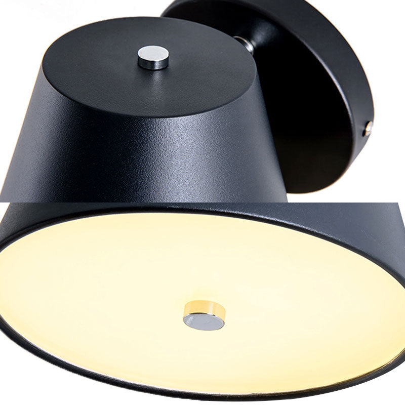 Metal Cone Wall Sconce - 1 Light In White/Warm With Pink Yellow And Black Accents