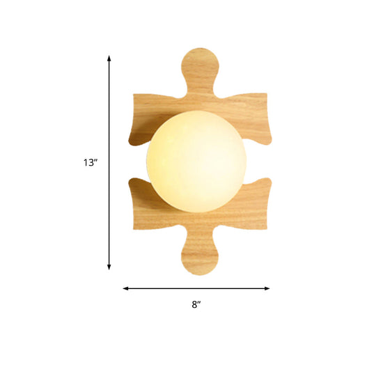 Japanese Style Wooden Puzzle Base Wall Light - 1 Beige Sconce Lamp For Corridor & Kitchen