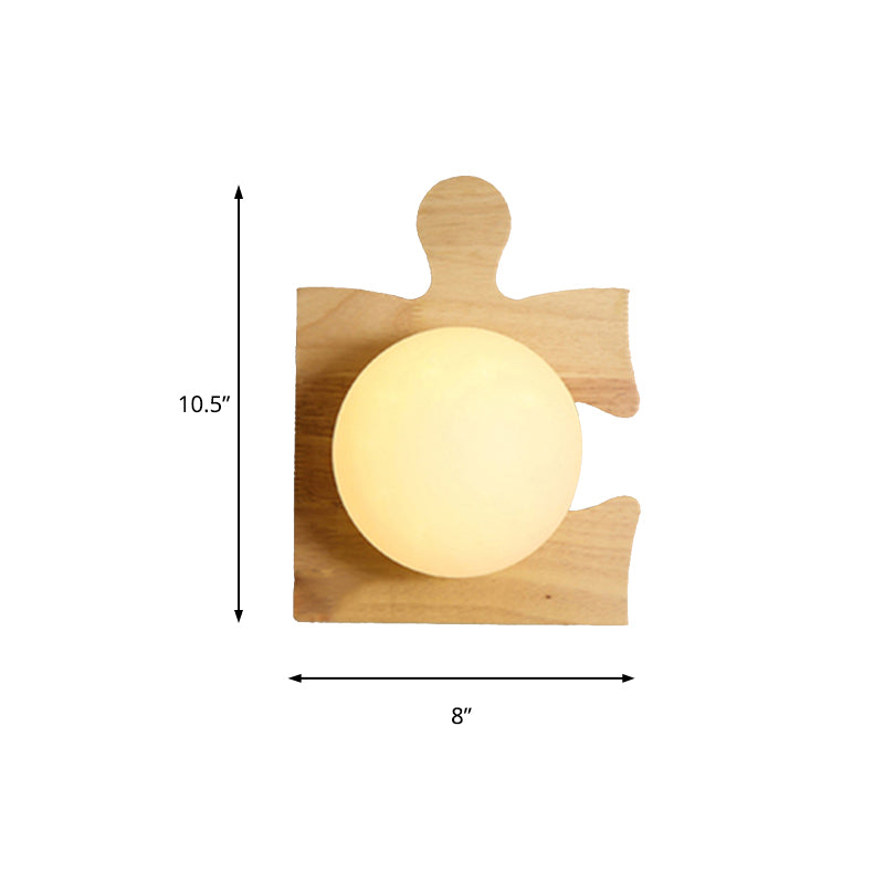 Japanese Style Wooden Puzzle Base Wall Light - 1 Beige Sconce Lamp For Corridor & Kitchen