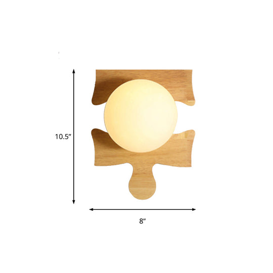 Japanese Style Wooden Puzzle Base Wall Light - 1 Beige Sconce Lamp For Corridor & Kitchen
