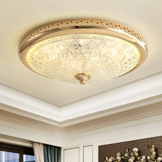 Vintage Amber Prismatic Glass Led Flush Ceiling Light Fixture Gold/Chrome Finish 14’/18’ Width