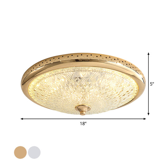 Vintage Amber Prismatic Glass Led Flush Ceiling Light Fixture Gold/Chrome Finish 14’/18’ Width