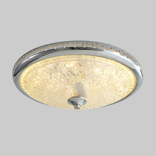 Vintage Amber Prismatic Glass Led Flush Ceiling Light Fixture Gold/Chrome Finish 14’/18’ Width