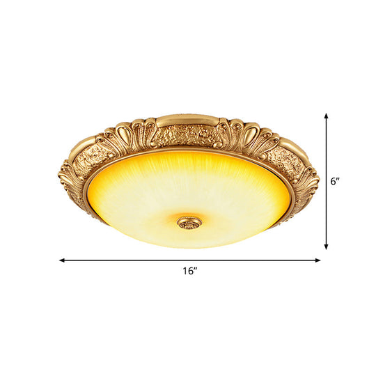 12’/16’/19.5’ Led Flush Mount Ceiling Light In Gold With Amber Glass