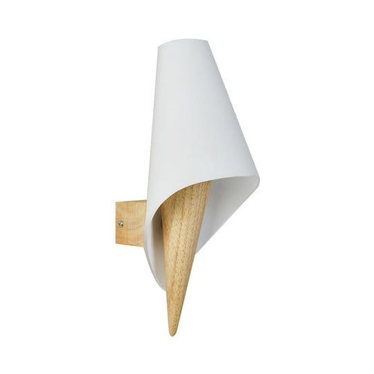 Contemporary Glass Sweet Cone Wall Light In White & Beige For Living Room