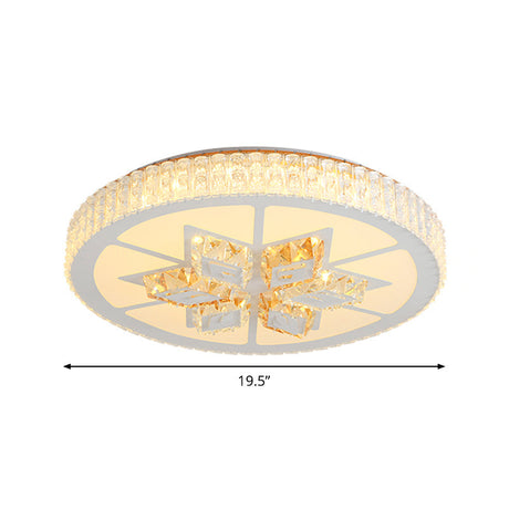 Simple White Crystal Flushmount Led Ceiling Light - Warm/White Lighting For Bedroom