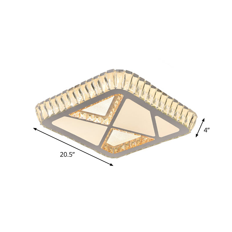 Modern White Crystal Led Ceiling Flush Light For Bedrooms