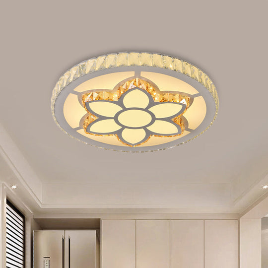 Modern Led Flush Mount Ceiling Light With Clear Crystal Design For Bedroom / A