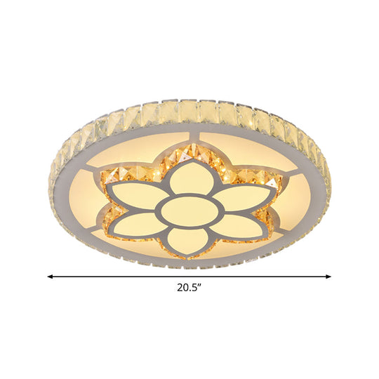 Modern Led Flush Mount Ceiling Light With Clear Crystal Design For Bedroom