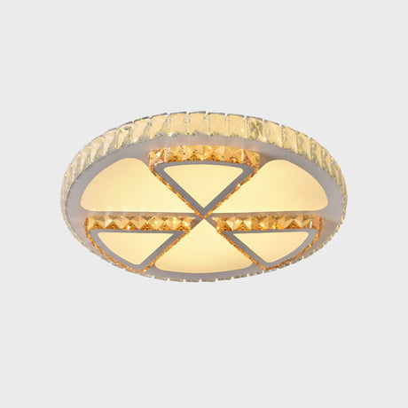 Modern Led Flush Mount Ceiling Light With Clear Crystal Design For Bedroom