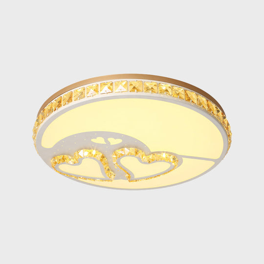 Minimal Moon Crystal Led Ceiling Light With White Leaf/Heart/Star Pattern