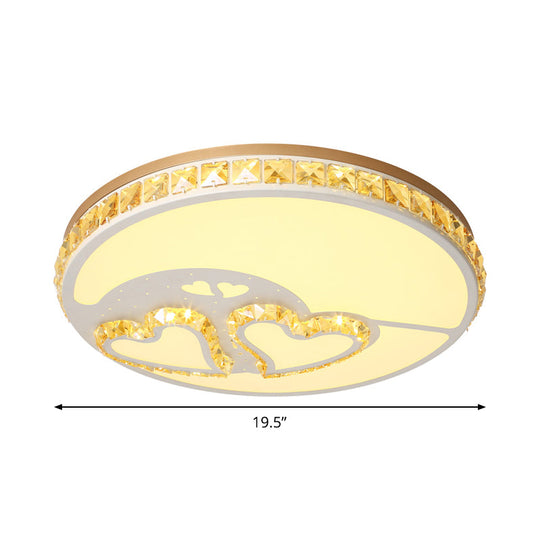 Minimal Moon Crystal Led Ceiling Light With White Leaf/Heart/Star Pattern