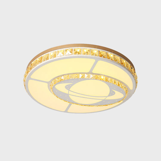 Minimal Moon Crystal Led Ceiling Light With White Leaf/Heart/Star Pattern