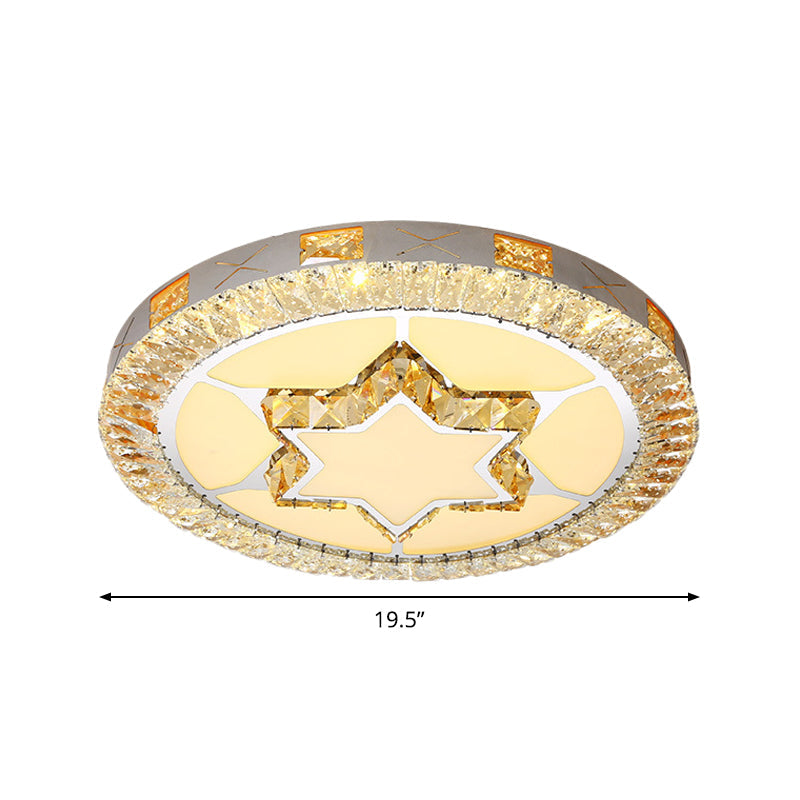 Led Crystal Ceiling Light Flush-Mount Fixture - Modern Chrome With Clear Inlaid Diamond/Flower/Star