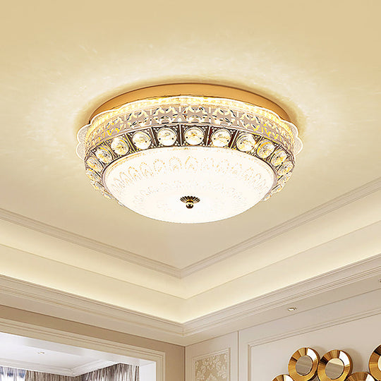 Classic Crystal Bowl Flush Ceiling Light - Led Mount Fixture White 16/19.5 Wide Bedroom Lighting /