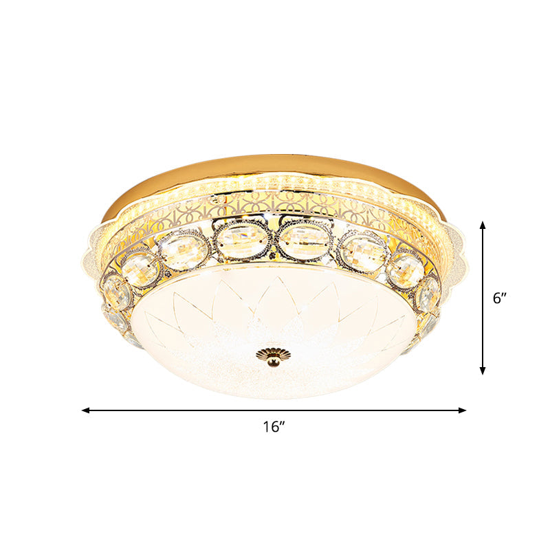 Classic Crystal Bowl Flush Ceiling Light - Led Mount Fixture White 16’/19.5’ Wide Bedroom Lighting