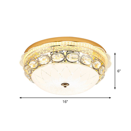 Classic Crystal Bowl Flush Ceiling Light - Led Mount Fixture White 16/19.5 Wide Bedroom Lighting