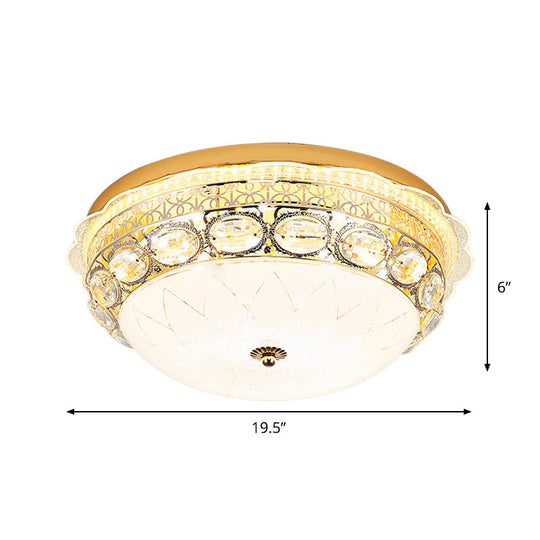 Classic Crystal Bowl Flush Ceiling Light - Led Mount Fixture White 16’/19.5’ Wide Bedroom Lighting