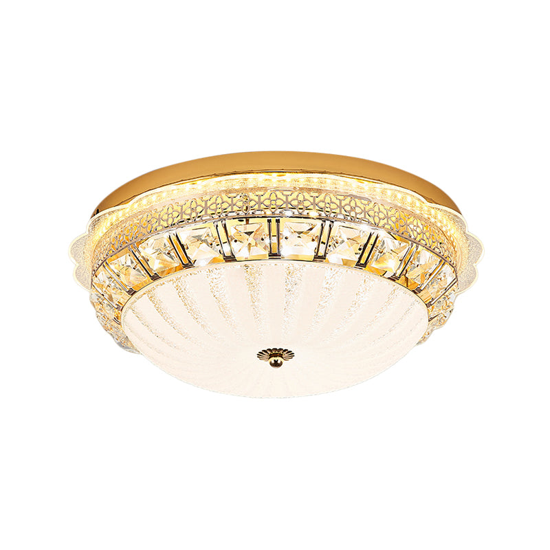 Classic Crystal Bowl Flush Ceiling Light - Led Mount Fixture White 16’/19.5’ Wide Bedroom Lighting