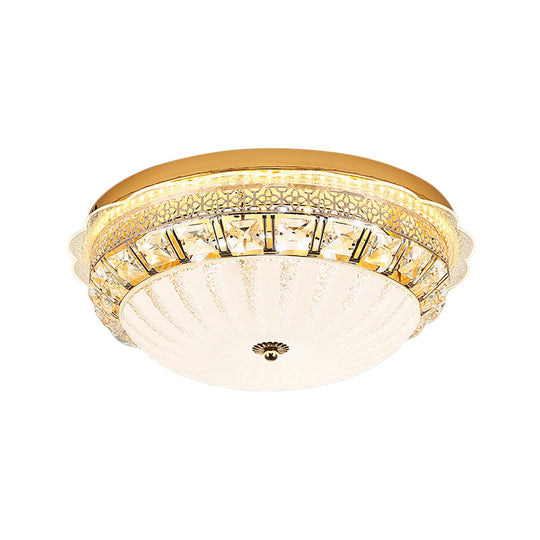 Classic Crystal Bowl Flush Ceiling Light - Led Mount Fixture White 16/19.5 Wide Bedroom Lighting