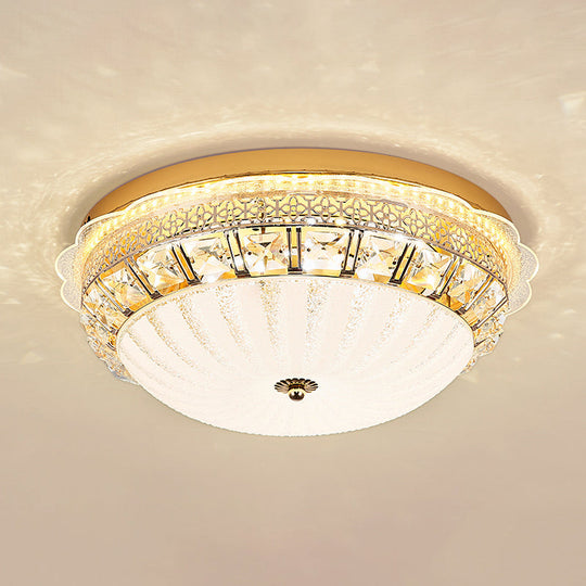 Classic Crystal Bowl Flush Ceiling Light - Led Mount Fixture White 16’/19.5’ Wide Bedroom Lighting
