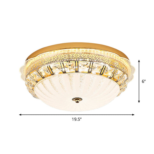 Classic Crystal Bowl Flush Ceiling Light - Led Mount Fixture White 16/19.5 Wide Bedroom Lighting