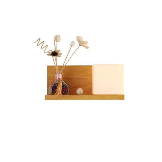 Beige Wall Lamp With Modern Cube Shade - Bedroom Sconce Light