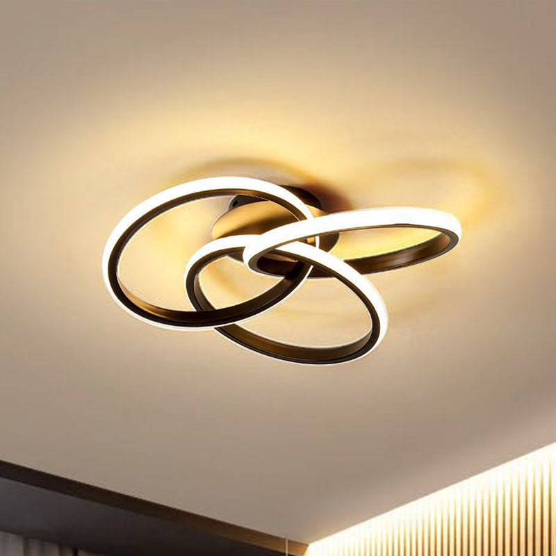 Nordic Style Metallic Black/Gold Led Ceiling Light - 16.5’/20.5’ Diameter With Warm/White Black