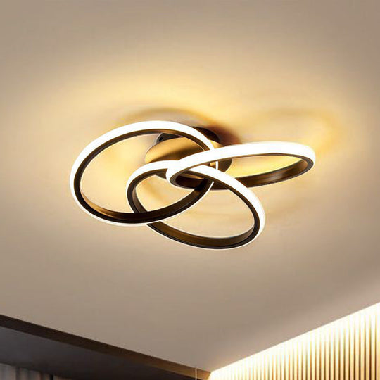 Nordic Style Metallic Black/Gold Led Ceiling Light - 16.5’/20.5’ Diameter With Warm/White Black