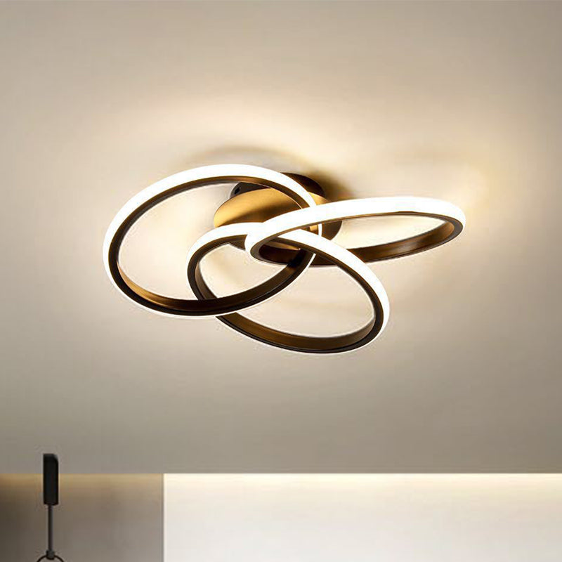 Nordic Style Metallic Black/Gold Led Ceiling Light - 16.5’/20.5’ Diameter With Warm/White