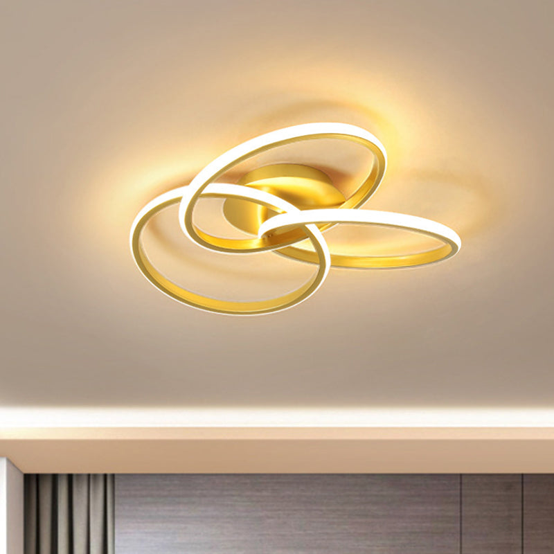 Nordic Style Metallic Black/Gold Led Ceiling Light - 16.5’/20.5’ Diameter With Warm/White