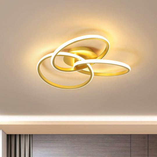 Nordic Style Metallic Black/Gold Led Ceiling Light - 16.5’/20.5’ Diameter With Warm/White