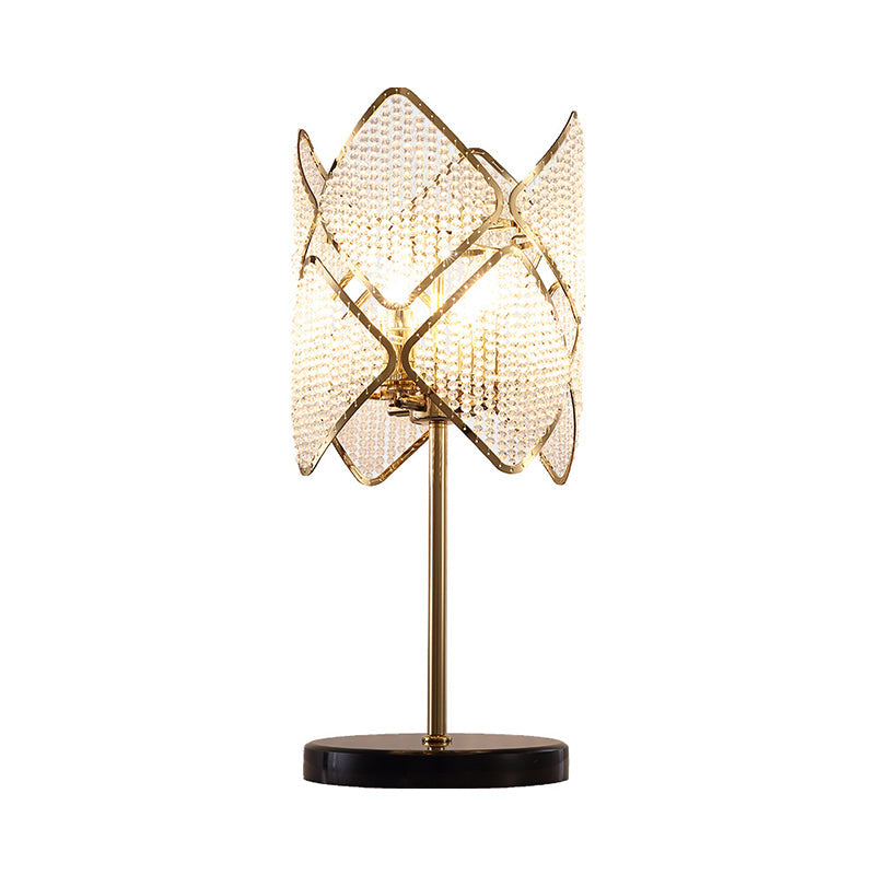 Rastaban - 1- Clear Crystal Beads Gold/Chrome Table Light Rhombus 1 Head Contemporary Night Stand