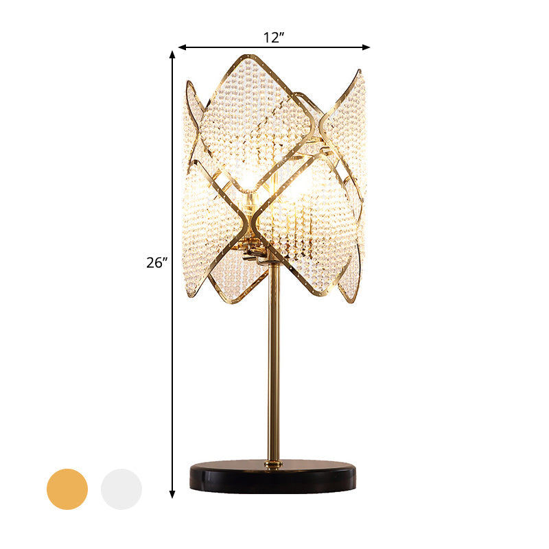 Rastaban - 1- Clear Crystal Beads Gold/Chrome Table Light Rhombus 1 Head Contemporary Night Stand