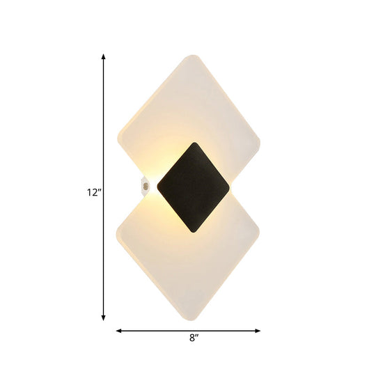 Modern Led Acrylic Wall Lamp: Textured Silver/Black Rhombus Sconce Light With Remote Control