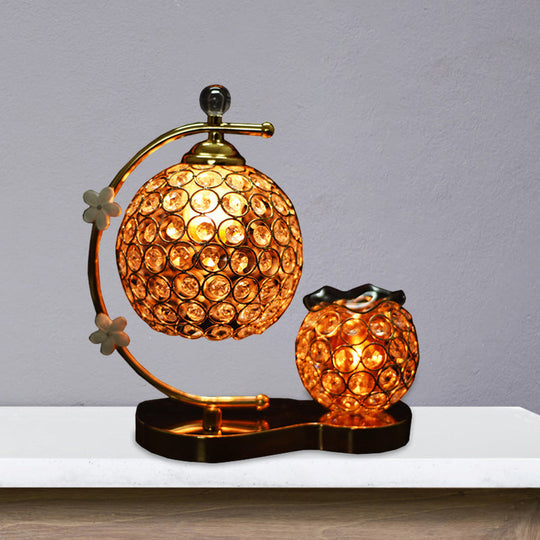 Alhena - Crystal Global Encrusted Desk Lamp Simplicity Single Head Gold Night Table Light With